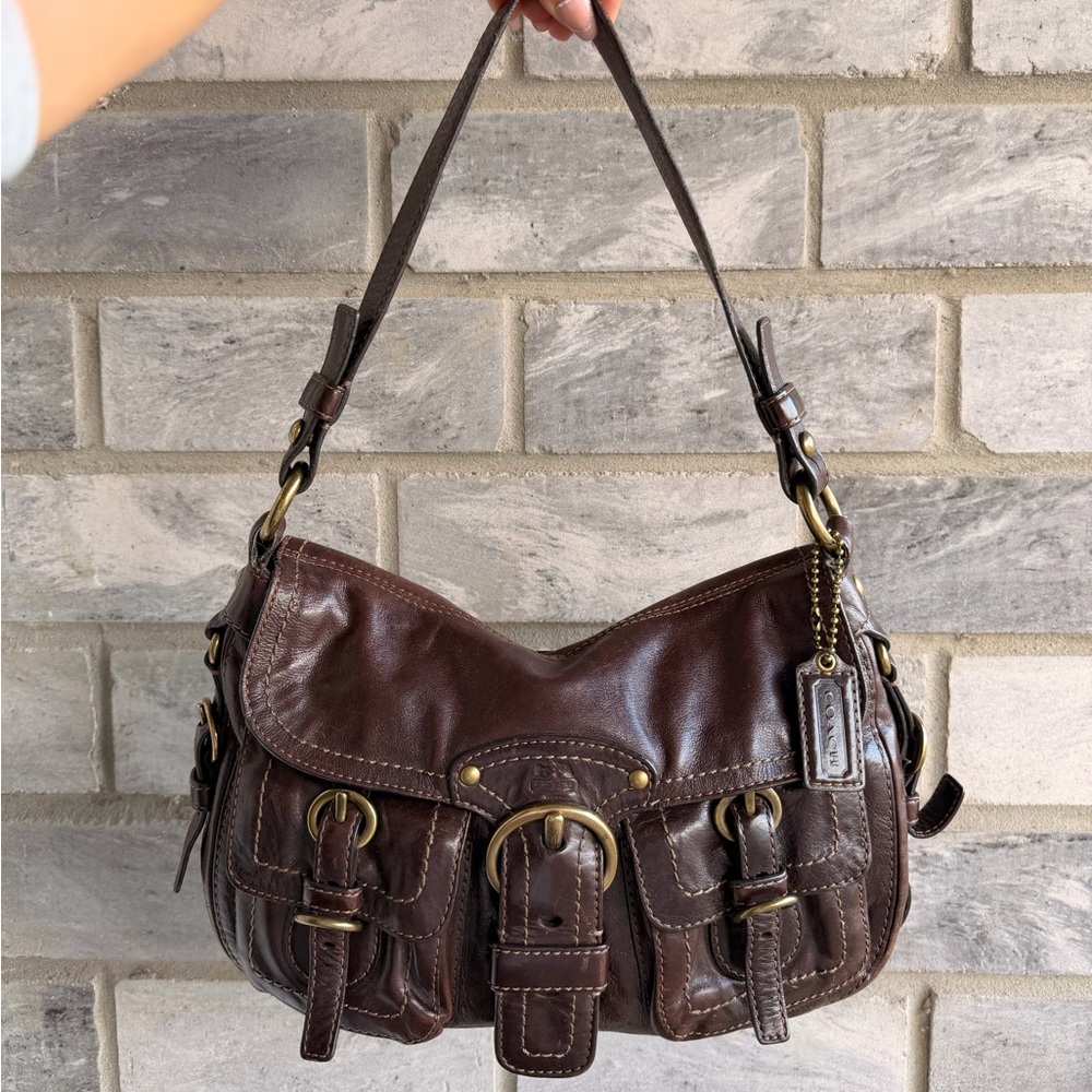 Coach Legacy Garcia Leather Hobo Bag Brown Buckle Flap Y2K Vintage RARE